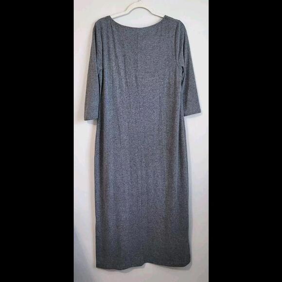 Chicos Dress Size 1 Grey Medium 8 - 10 Stretchy 3/4 Sleeves Assymetrical Hem - Picture 4 of 8